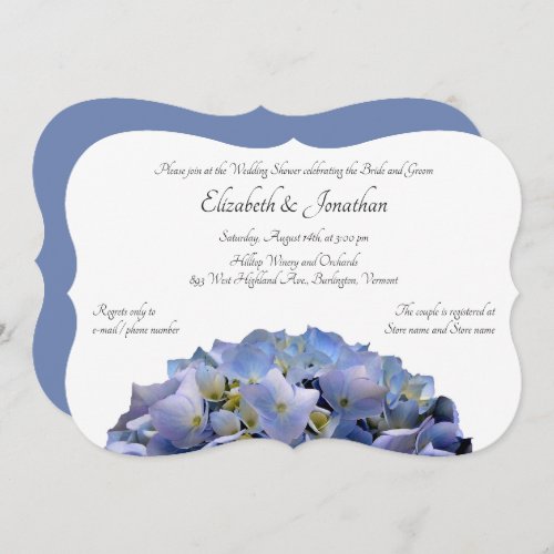 Blue Hydrangea Couples Wedding Shower Invitation