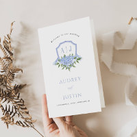 Blue Hydrangea Crest Paper Booklet Wedding Program