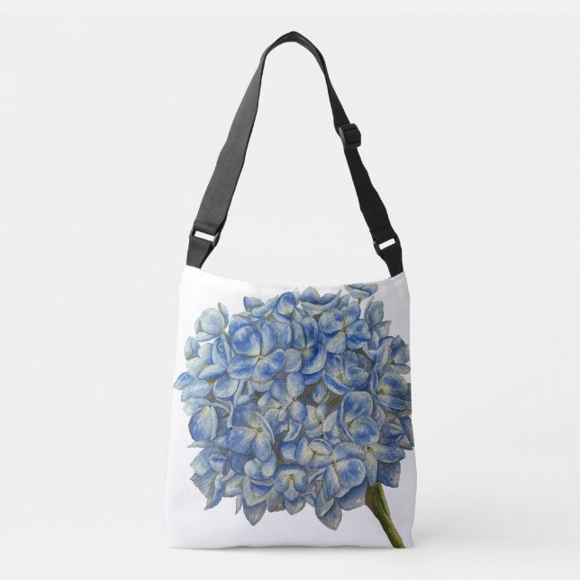 Blue Hydrangea Crossbody Tote  (Front)