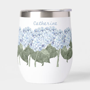 Blue Hydrangea Custom Name Insulated Wine Tumbler