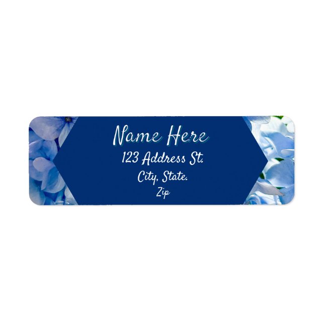 Blue Hydrangea Custom Name Label (Front)