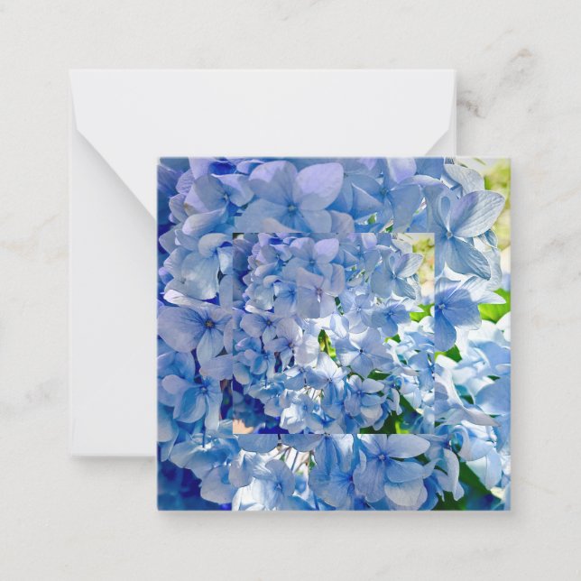 Blue Hydrangea Custom Name Note Card (Front)