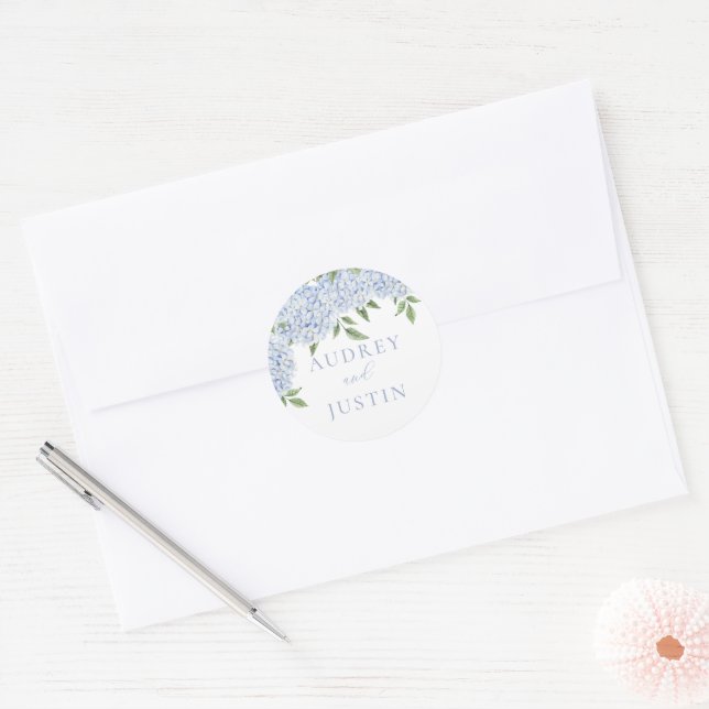 Blue Hydrangea Customized Wedding Envelope Seal (Envelope)
