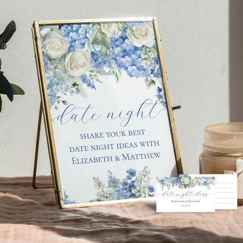 Blue Hydrangea Date Night Jar Ideas Game Sign