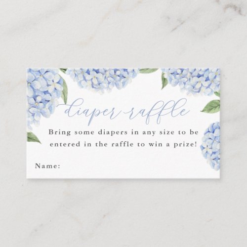 Blue Hydrangea Diaper Raffle Card
