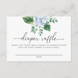 Blue Hydrangea Diaper Raffle Ticket Enclosure Card