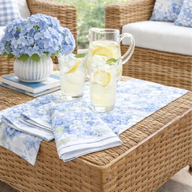 Blue Hydrangea Dinner Napkin Coastal Cottage Gift (Blue Hydrangea Cloth Napkins Stunning Home Decor for Entertaining )