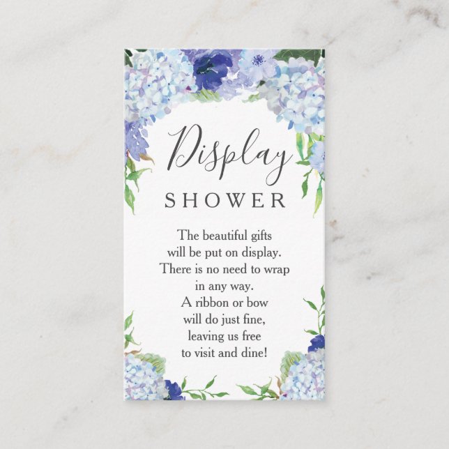 Blue Hydrangea Display Shower Bridal Shower Card (Front)