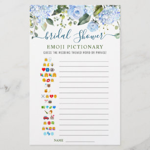 Blue Hydrangea Double-Sided Bridal Shower Game