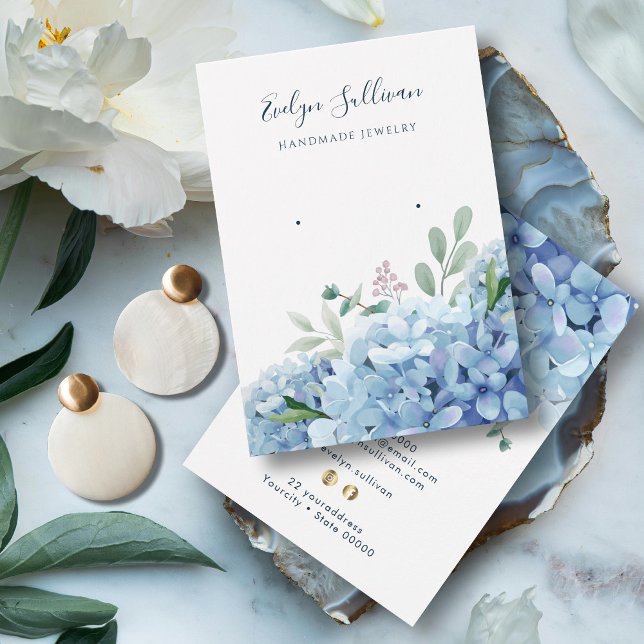 Blue hydrangea earring display card (Creator Uploaded)
