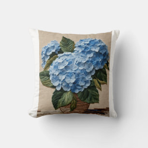 Blue Hydrangea Elegance Throw Pillow