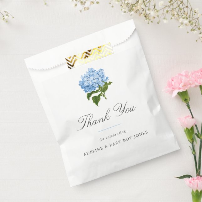 Blue Hydrangea Elegant Baby Boy Shower Favor Bag (Sealed)
