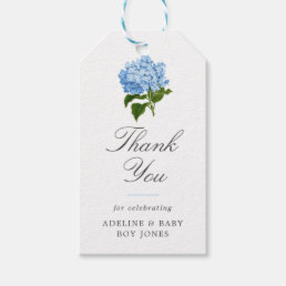 Blue Hydrangea Elegant Baby Shower Thank You Gift Tags