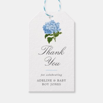 Blue Hydrangea Elegant Baby Shower Thank You Gift Tags by 2BirdStone at Zazzle