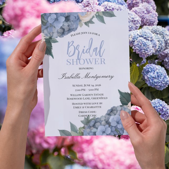 Blue Hydrangea Elegant Bridal Shower Style Invitation (Blue Hydrangea Elegant Bridal Shower Style Invitations
)