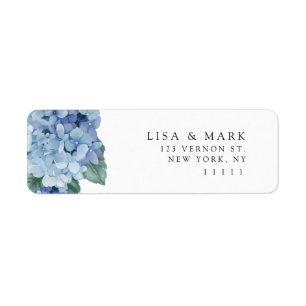Blue Hydrangea Elegant Return Address Label