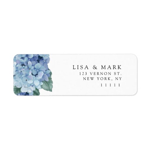 Blue Hydrangea Elegant Return Address Label 