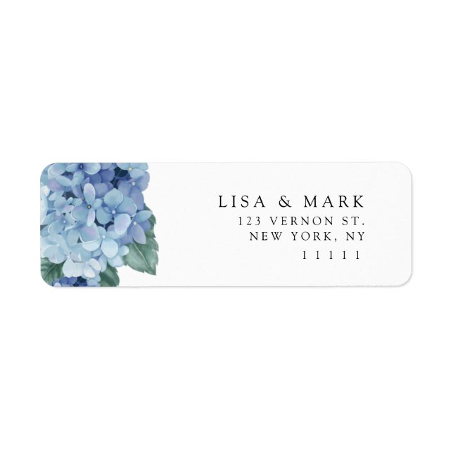 Blue Hydrangea Elegant Return Address Label  (Front)
