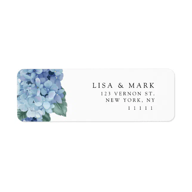 Blue Hydrangea Elegant Return Address Label | Zazzle
