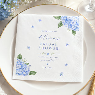 Blue Hydrangea Elegant Watercolor Floral Napkins