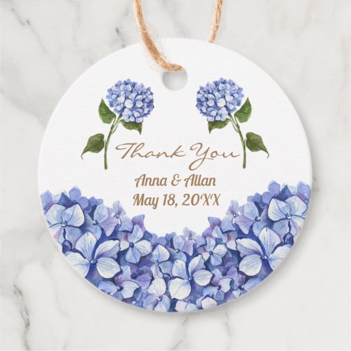 Blue Hydrangea Elegant Wedding Floral Favor Tag