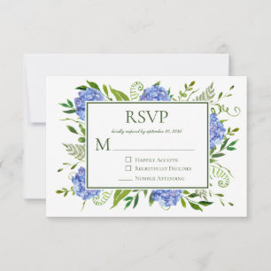 Blue Hydrangea Engagement Party RSVP Card