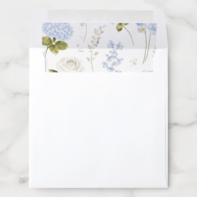 Blue Hydrangea Envelope Liner (In Envelope)