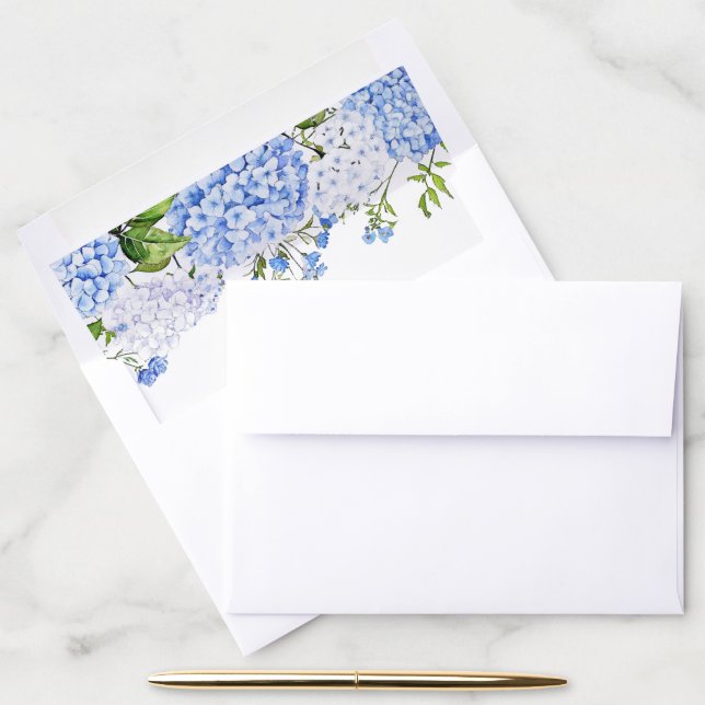 Blue Hydrangea Envelope Liner (Desk)