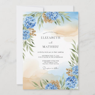 Blue Hydrangea Ethereal Wedding Invitation