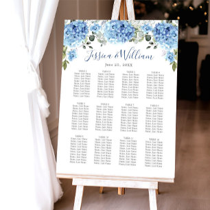 Blue Hydrangea Eucalyptus 12 Tables SEATING CHART Foam Board