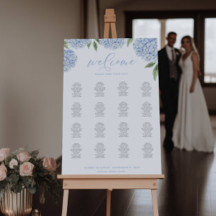 Blue Hydrangea Extra Large Seating Chart Foam Board