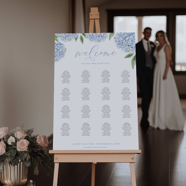 Blue Hydrangea Extra Large Seating Chart Foam Board (Creator Uploaded)