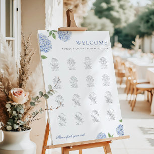 Blue Hydrangea Extra Large Seating Chart Foam Board