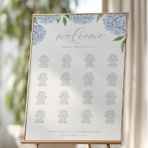 Blue Hydrangea Extra Large Seating Chart Poster