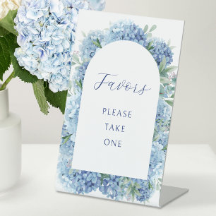 Blue Hydrangea Favors Pedestal Sign