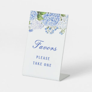 Blue Hydrangea Favors Pedestal Sign