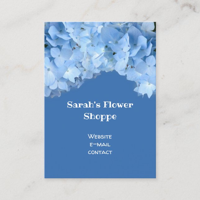 Blue Hydrangea Feminine Business Cards (Front)