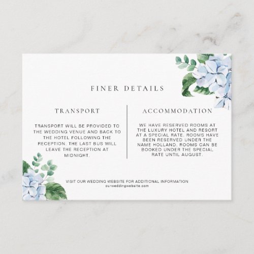 Blue Hydrangea Finer Details Enclosure Card