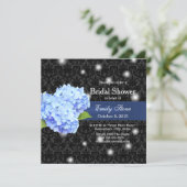 Blue Hydrangea & Fireflies Elegant Bridal Shower Invitation (Standing Front)