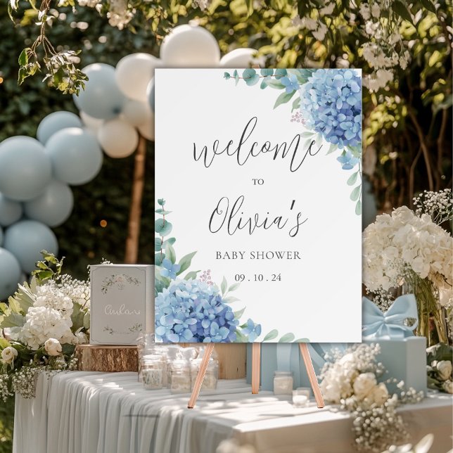 Blue Hydrangea Floral Baby Shower Foam Board (Creator Uploaded)
