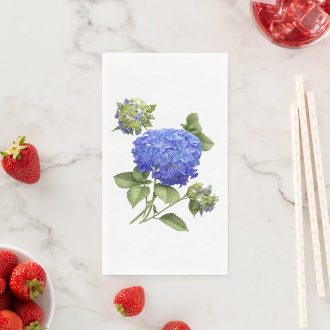 Blue Hydrangea Floral Botanical Painting Paper Paper Guest Towels (Insitu)