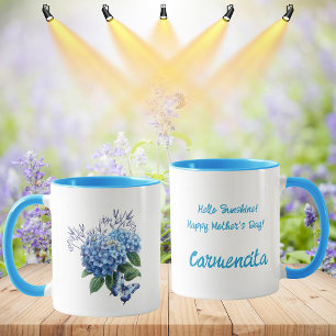 Blue Hydrangea Floral Bouquet Mug