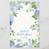 Blue Hydrangea Floral Bridal Shower Game (Back)