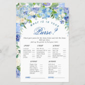 Blue Hydrangea Floral Bridal Shower Game (Front/Back)