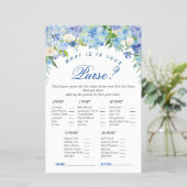 Blue Hydrangea Floral Bridal Shower Game (Standing Front)
