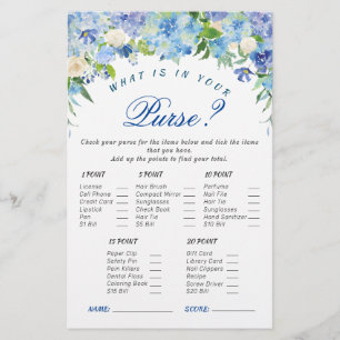 Blue Hydrangea Floral Bridal Shower Game