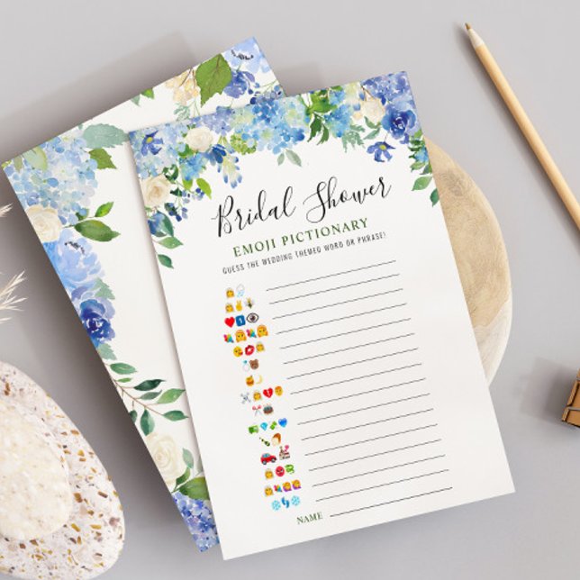 Blue Hydrangea Floral Bridal Shower Game Card (Creator Uploaded)