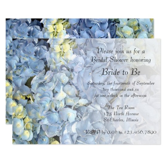 Blue Hydrangea Floral Bridal Shower Invitation