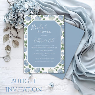 Blue Hydrangea Floral Bridal Shower Invitation