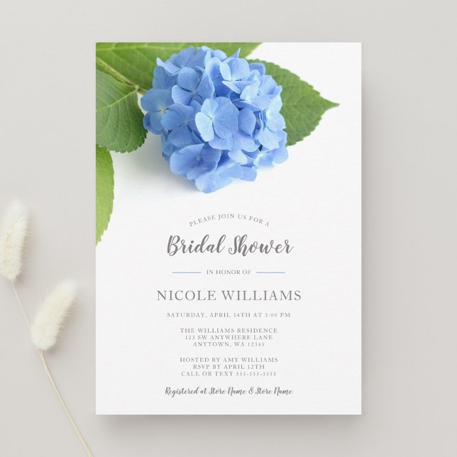 Blue Hydrangea Floral Bridal Shower Invitation (Creator Uploaded)